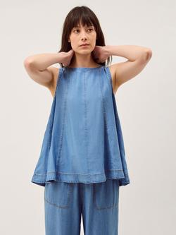 Monsoon Daria Swing Chambray Tank Top, Denim Blue, Denim Blue