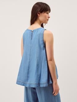 Monsoon Daria Swing Chambray Tank Top, Denim Blue - view 2, Denim Blue