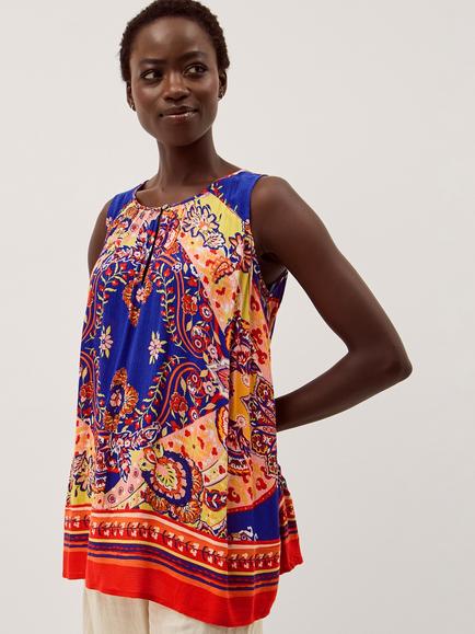 Monsoon Padma Floral Top containing LENZING™ ECOVERO™ Viscose, Cobalt, Cobalt