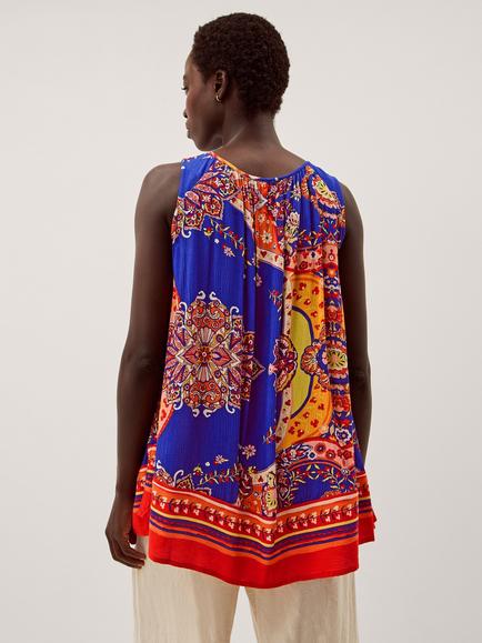 Monsoon Padma Floral Top containing LENZING™ ECOVERO™ Viscose, Cobalt - view 2, Cobalt