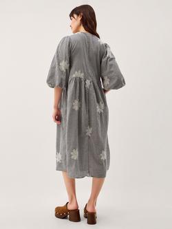 Monsoon Mimi Floral Gingham Midi Dress, Black - view 2, Black