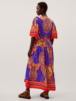 Monsoon Padma Floral Maxi Dress containing LENZING™ ECOVERO™ Viscose, Cobalt - view 2, Cobalt