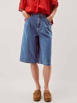 Monsoon Raye Knee Length Denim Shorts, Blue, Blue