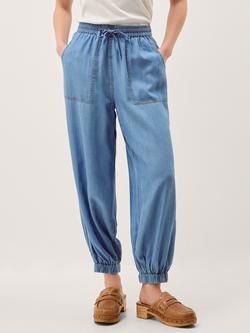 Monsoon Daria Chambray Joggers, Denim Blue, Denim Blue
