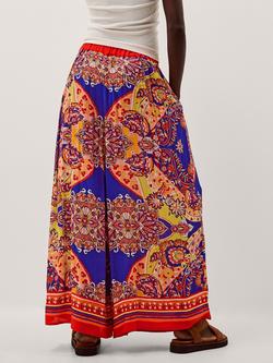 Monsoon Padma Floral Trousers containing LENZING™ ECOVERO™ Viscose, Cobalt - view 2, Cobalt