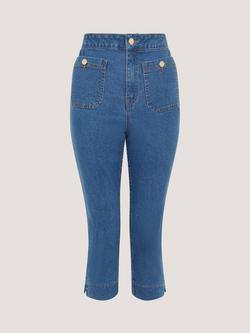 Monsoon Cassie Capri Jeans, Blue - view 2, Blue