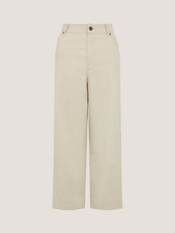 Monsoon Hallie Crop Wide Leg Jeans, Ecru, Ecru