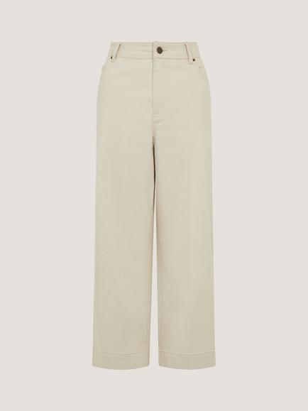 Monsoon Hallie Crop Wide Leg Jeans, Ecru, Ecru