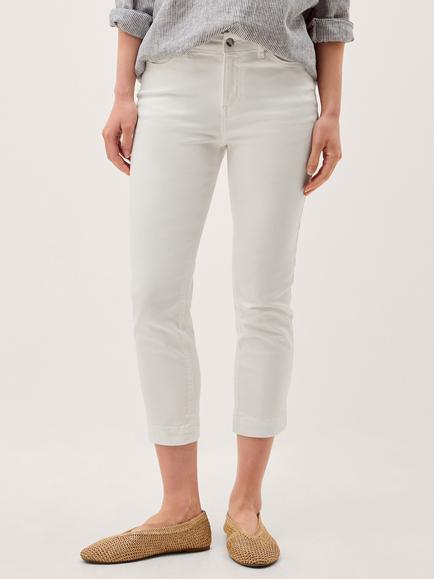 Monsoon Idabella Slim Cropped Jeans, Ecru, Ecru