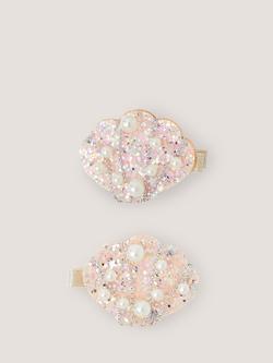 Monsoon Kids' Embellished Seashell Hair Clip, Pack of 2, Multi, Multi