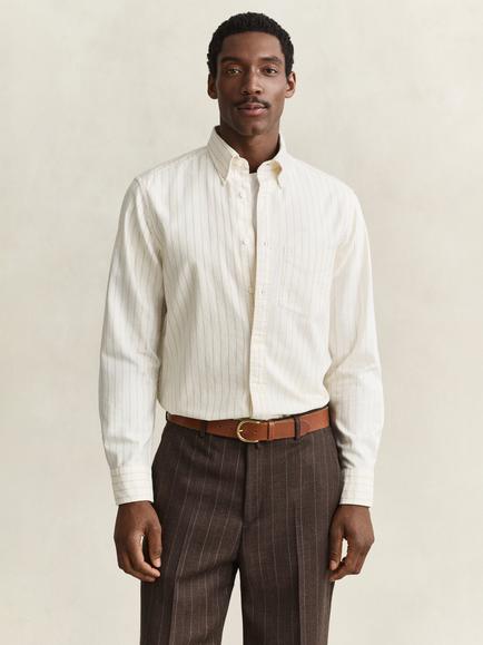 GANT Cotton Regular Fit Oxford Stripe Shirt, Cream, Cream