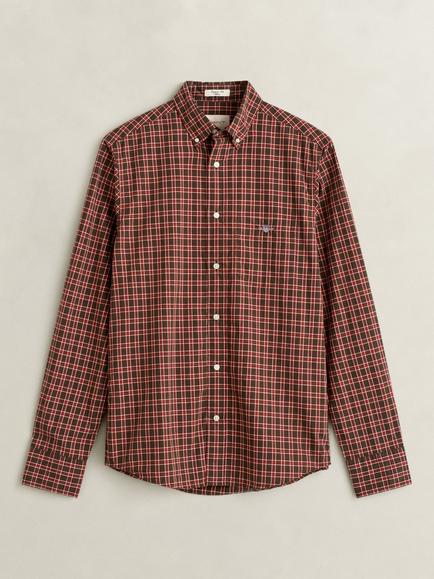GANT Cotton Poplin Regular Fit Check Shirt, Black Brown, Black Brown