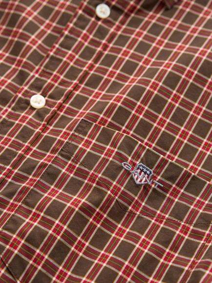 GANT Cotton Poplin Regular Fit Check Shirt, Black Brown - view 2, Black Brown