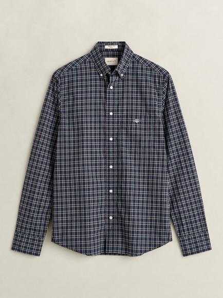 GANT Cotton Poplin Regular Fit Check Shirt, Evening Blue, Evening Blue