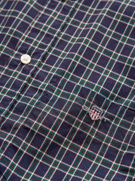 GANT Cotton Poplin Regular Fit Check Shirt, Evening Blue - view 2, Evening Blue