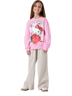 NAME IT Kids' Hello Kitty Berry Sweet Sweatshirt, Pink Drink, Pink Drink