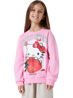 NAME IT Kids' Hello Kitty Berry Sweet Sweatshirt, Pink Drink - view 2, Pink Drink
