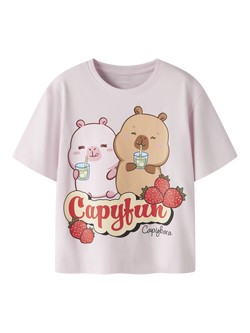 NAME IT Kids' CapyFun Capybara T-Shirt, Cradle Pink, Cradle Pink