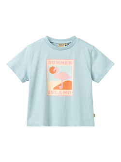 WHEAT Kids' Mira Short Sleeve Graphic Print T-Shirt, Summer Sky - view 2, Summer Sky