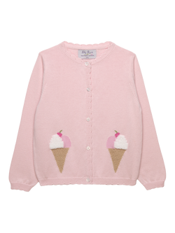 Trotters Kids' Ice Cream Cardigan, Pink, Pink