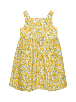 Trotters Kids' Adelina Sleeveless Floral A-Line Dress, Yellow, Yellow