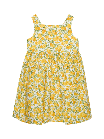 Trotters Kids' Adelina Sleeveless Floral A-Line Dress, Yellow, Yellow