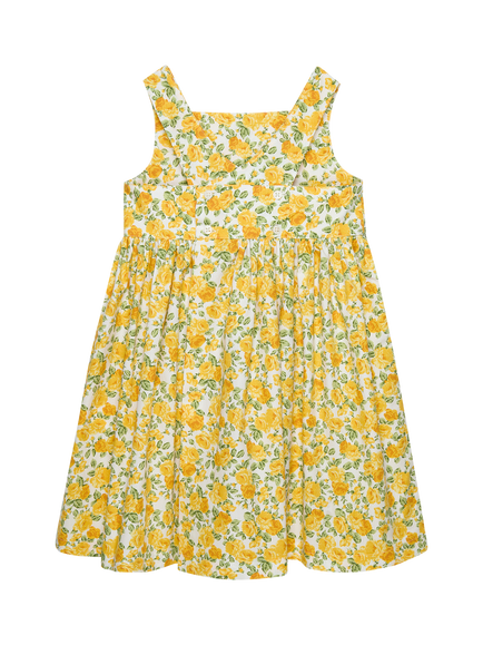 Trotters Kids' Adelina Sleeveless Floral A-Line Dress, Yellow - view 2, Yellow