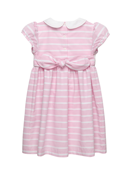 Trotters Kids' Smock Embroidered Ballerina Dress, Pink/White - view 2, Pink/White