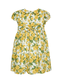 Trotters Kids' Liberty Carline Print Puff Sleeve Peter Pan Dress, Yellow/Multi - view 2, Yellow/Multi