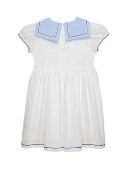 Trotters Kids' Philippa Short Sleeve Nautical Dress, White/Pale Blue - view 2, White/Pale Blue