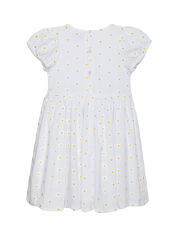 Trotters Kids' Short Sleeve Daisy Embroidery Dress, White/Yellow - view 2, White/Yellow