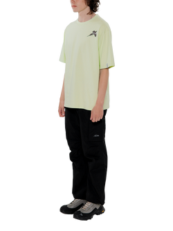 ELLIKER Rill Print Short Sleeve Organic Cotton T-Shirt, Lime