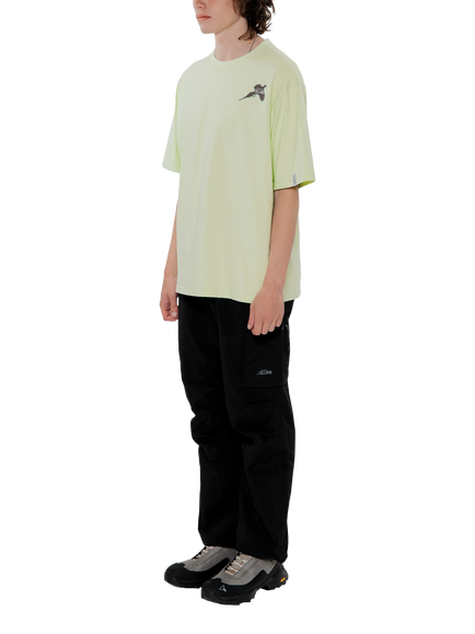 ELLIKER Rill Print Short Sleeve Organic Cotton T-Shirt, Lime