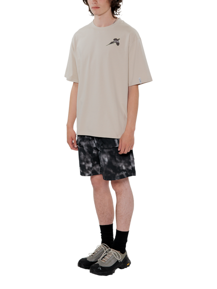 ELLIKER Rill Print Short Sleeve Organic Cotton T-Shirt, Beige