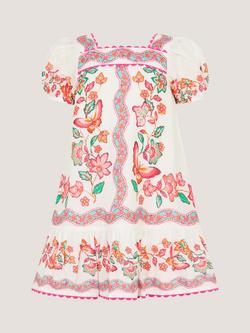 Monsoon Baby Jelena Butterfly Print Dress, Ivory, Ivory
