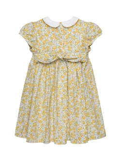 Trotters Kids' Rosie Puff Sleeve Peter Pan Dress, Yellow/Multi - view 2, Yellow/Multi