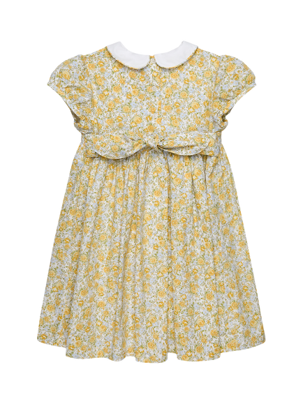 Trotters Kids' Rosie Puff Sleeve Peter Pan Dress, Yellow/Multi - view 2, Yellow/Multi