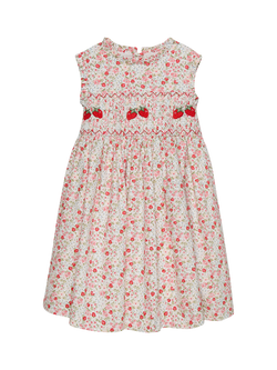 Trotters Kids' Strawberry Floral Dress, Red Pink Floral, Red Pink Floral