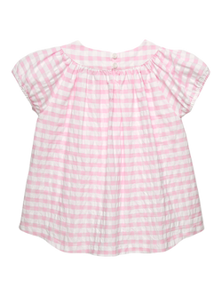 Trotters Kids' Puff Sleeve Gingham Top, Pink/White - view 2, Pink/White