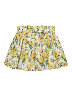 Trotters Kids' Liberty Carline Print Pleated Skirt, Yellow/Multi, Yellow/Multi