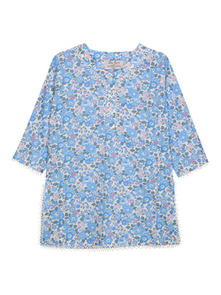 Trotters Kids' Liberty Betsy Print Kaftan, Blue/Multi, Blue/Multi