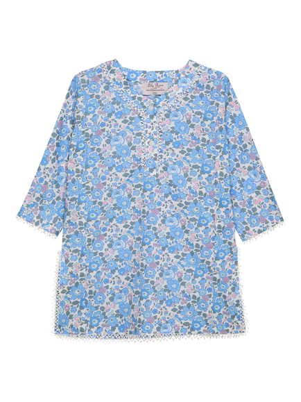 Trotters Kids' Liberty Betsy Print Kaftan, Blue/Multi, Blue/Multi