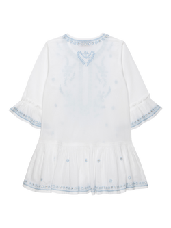Trotters Kids' Embroidered Peplum Kaftan - view 2, White/Blue