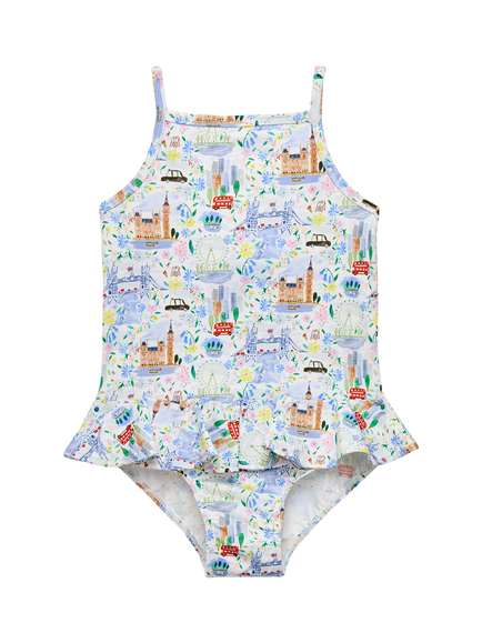 Trotters Kids' London Peplum Swimsuit, Multi, Multi