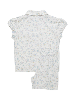 Trotters Kids' Bunny Print Short Pyjama Set, White/Multi - view 2, White/Multi