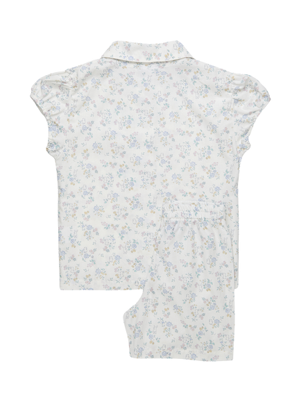 Trotters Kids' Bunny Print Short Pyjama Set, White/Multi - view 2, White/Multi