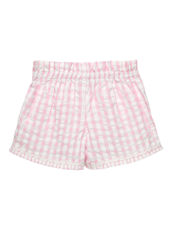 Trotters Kids' Gingham Frill Hem Shorts, Pink/White - view 2, Pink/White