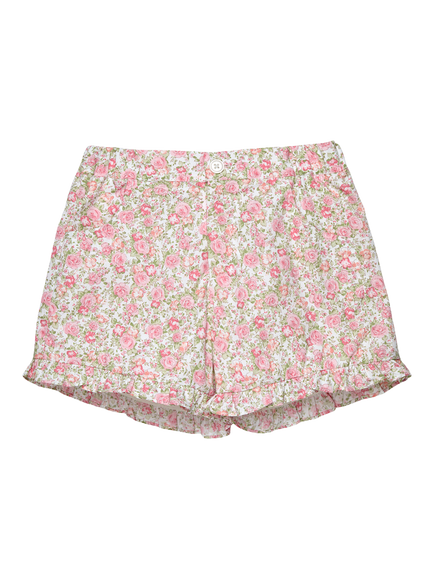 Trotters Kids' Rosie Floral Shorts, Peach, Peach
