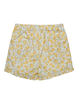 Trotters Kids' Rosie Floral Cotton Shorts, Yellow - view 2, Yellow