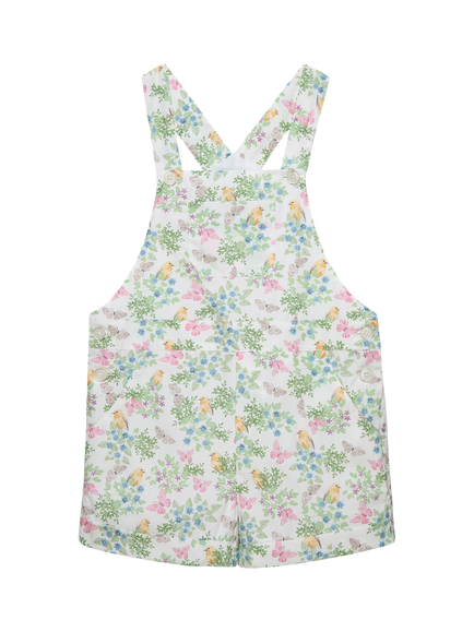 Trotters Kids' Butterfly Print Short Dungarees, Multi, Multi